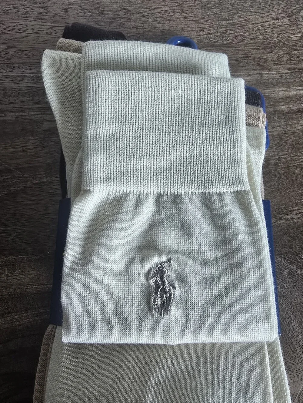 3 Pairs Polo Ralph Lauren Socks Men 10-13 Multicolor Dress Crew Brown Tan